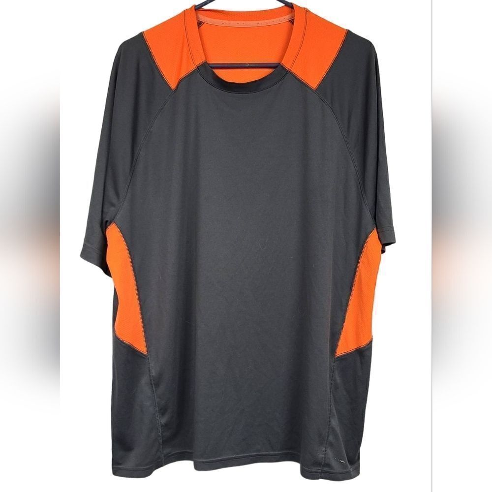 Reebok Men's XL Workout Jersey Short-Sleeve Tee Gray Orange Athletic Gym Shirts